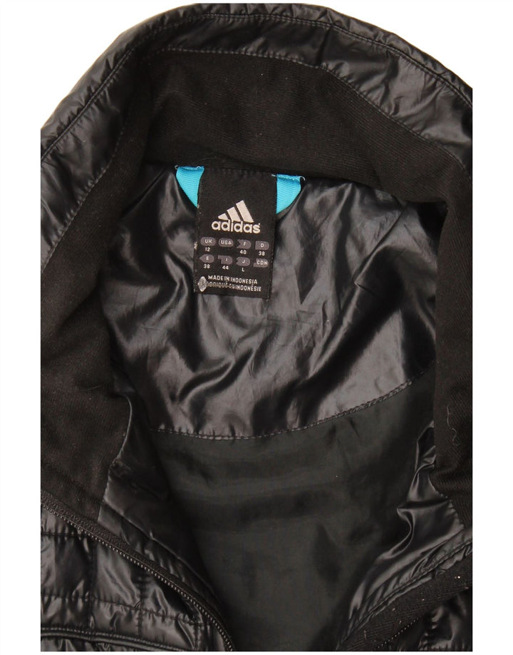 Adidas Womens Padded Jacket UK 12 Medium Black Polyester