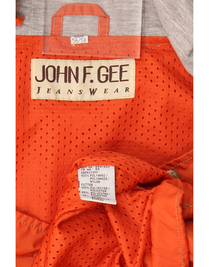 JOHN F GEE Mens Graphic Hooded Anorak Jacket EU 56 3XL Orange Polyamide