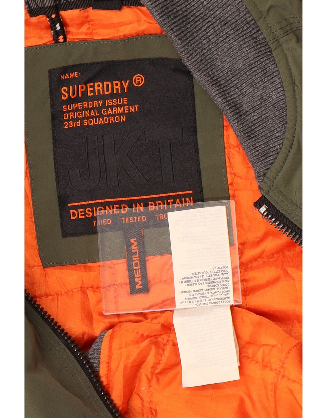 Superdry Mens Bomber Jacket UK 38 Medium Khaki Colourblock Polyester