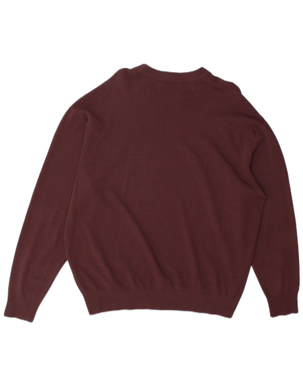 Zara Mens Crew Neck Jumper Sweater XL Burgundy Viscose