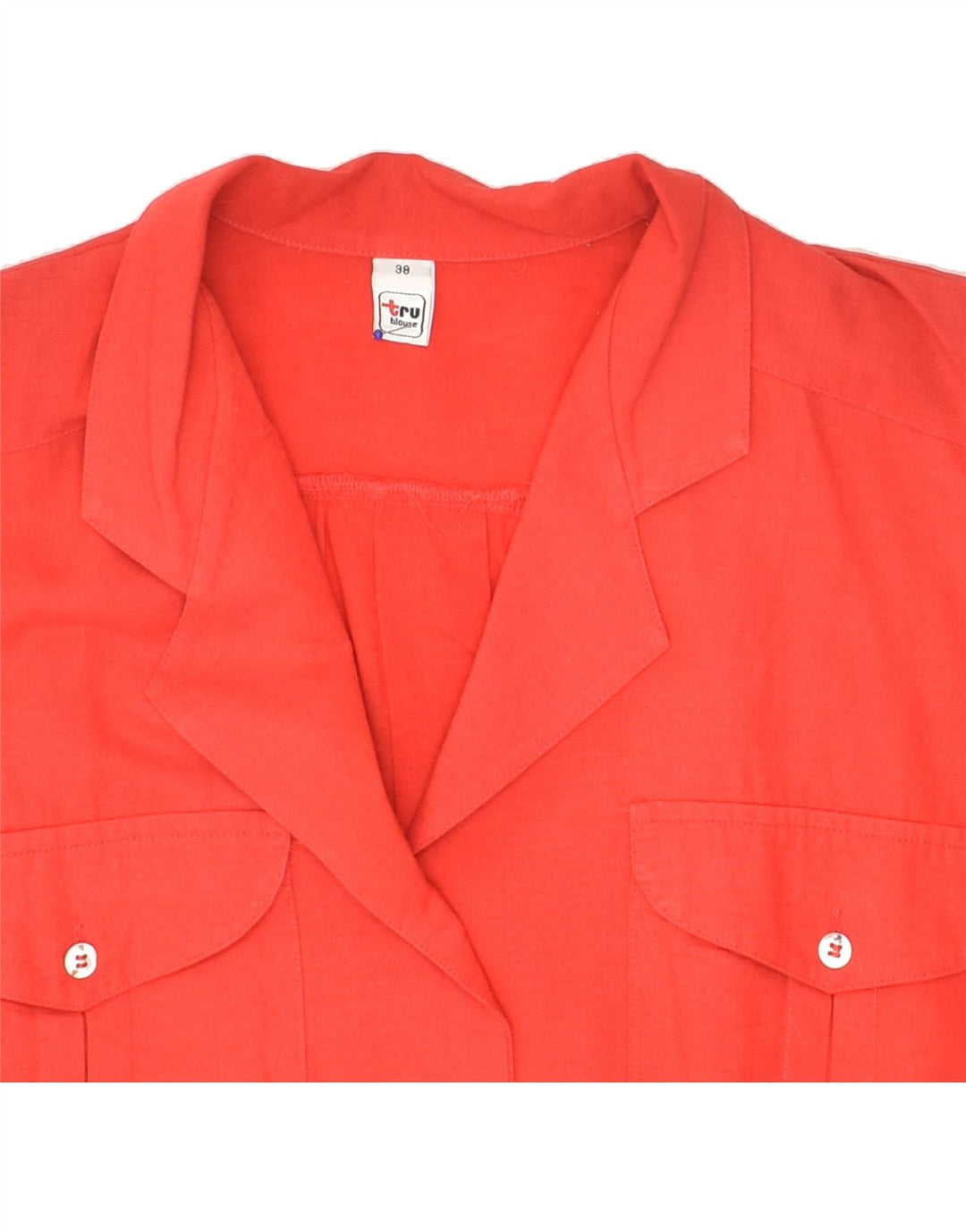 TRU Womens Short Sleeve Shirt EU 38 Medium Red Viscose | Vintage Tru | Thrift | Second-Hand Tru | Used Clothing | Messina Hembry 