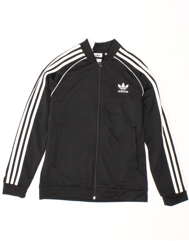 ADIDAS Girls Tracksuit Top Jacket 11-12 Years Black Polyester Vintage Adidas and Second-Hand Adidas from Messina Hembry 