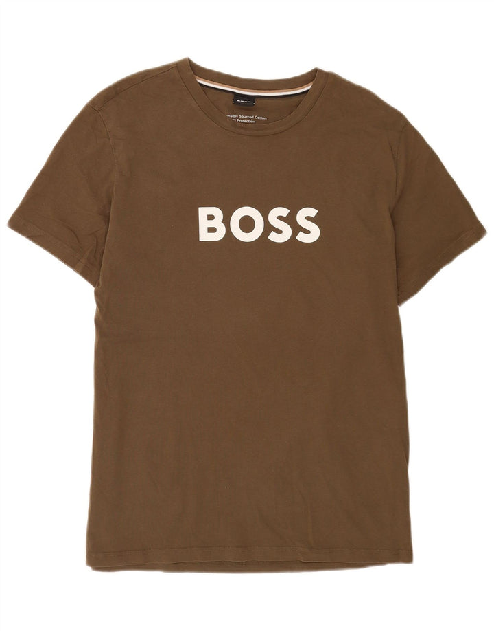 Hugo Boss Mens Graphic T-Shirt Top Medium Khaki