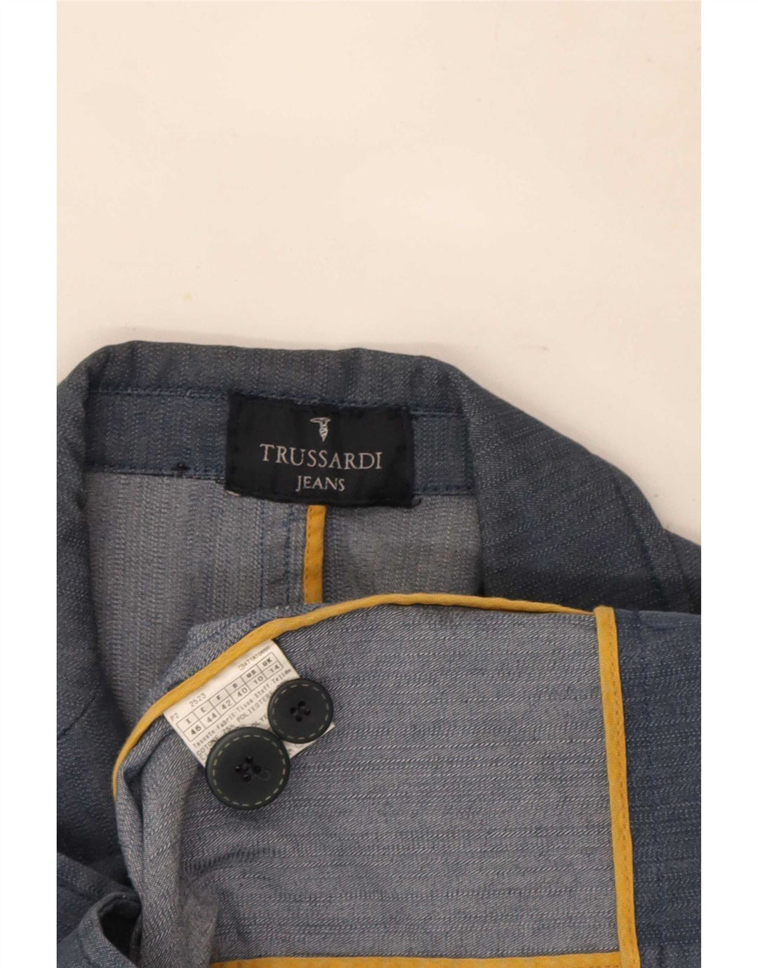 Trussardi Womens Denim 2 Button Blazer Jacket UK 14 Large Navy Blue