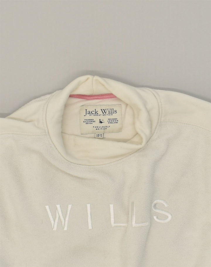 JACK WILLS Womens Fleece Jumper UK 10 Small  White Polyester | Vintage Jack Wills | Thrift | Second-Hand Jack Wills | Used Clothing | Messina Hembry 