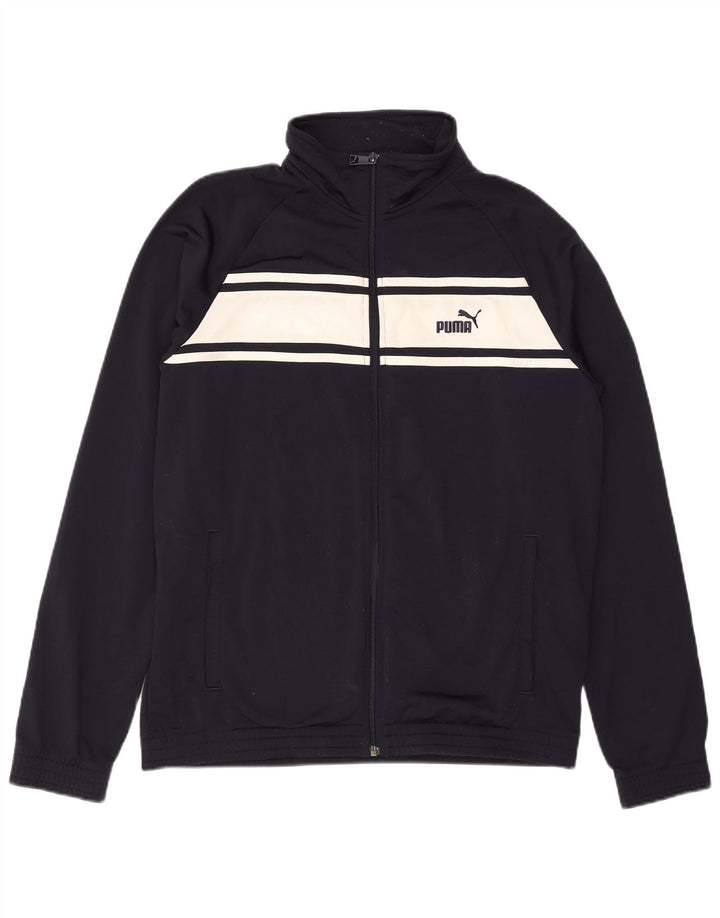 PUMA Mens Tracksuit Top Jacket Medium Navy Blue Colourblock Polyester