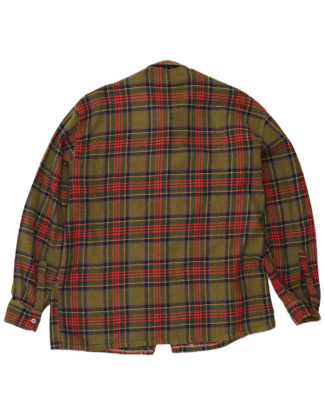 Vintage Mens Flannel Shirt Medium Khaki Check