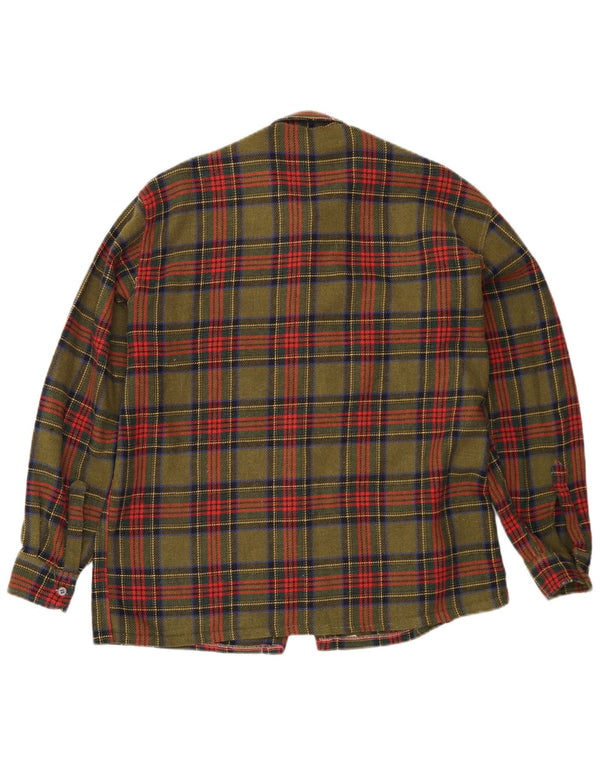 Vintage Mens Flannel Shirt Medium Khaki Check
