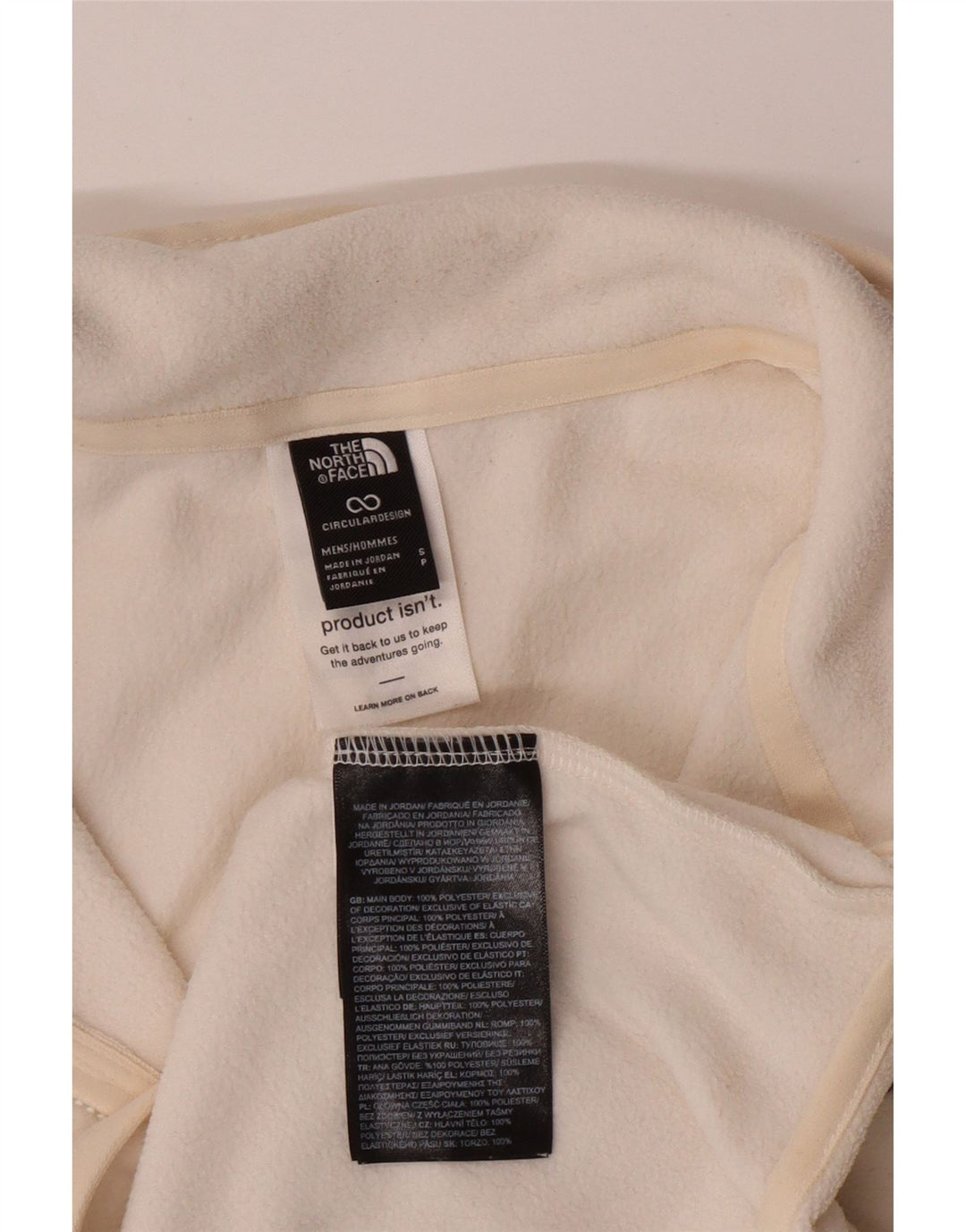 THE NORTH FACE Mens Zip Neck Fleece Jumper Small White Polyester