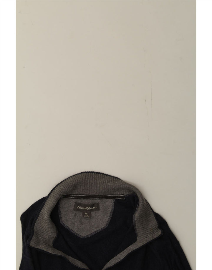 EDDIE BAUER Mens Zip Neck Jumper Sweater XL Navy Blue Vintage Eddie Bauer and Second-Hand Eddie Bauer from Messina Hembry 
