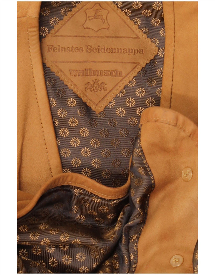 Vintage Mens Leather Waistcoat Medium Brown Leather