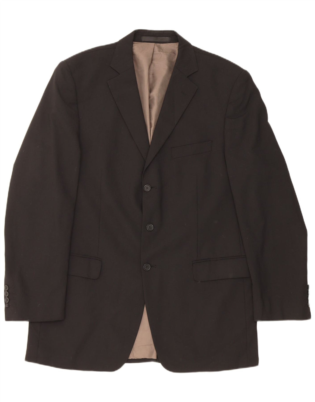 Marks & Spencer Mens 3 Button Blazer Jacket UK 42 Large Black Polyester