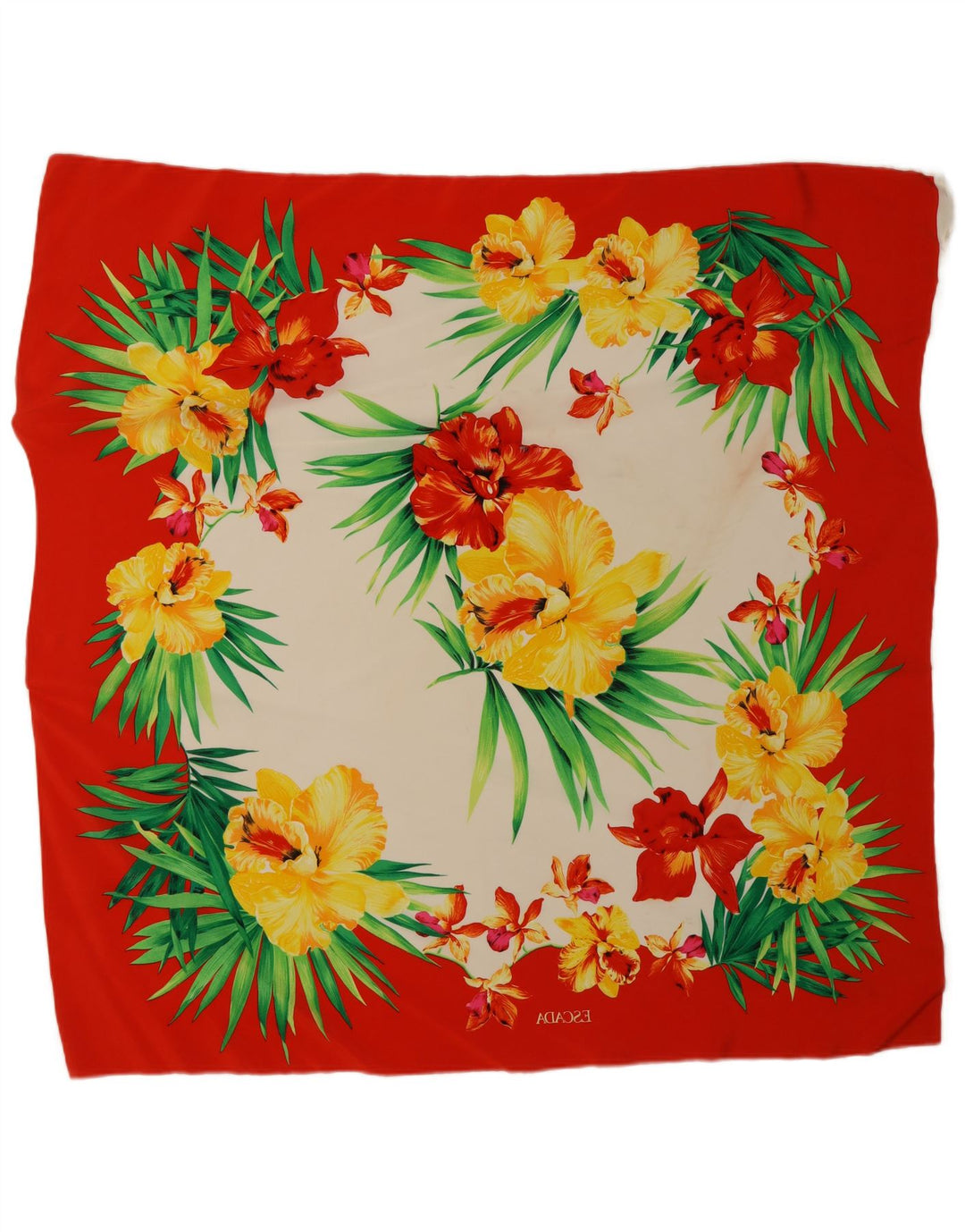 Escada Womens Square Scarf One Size Red Floral