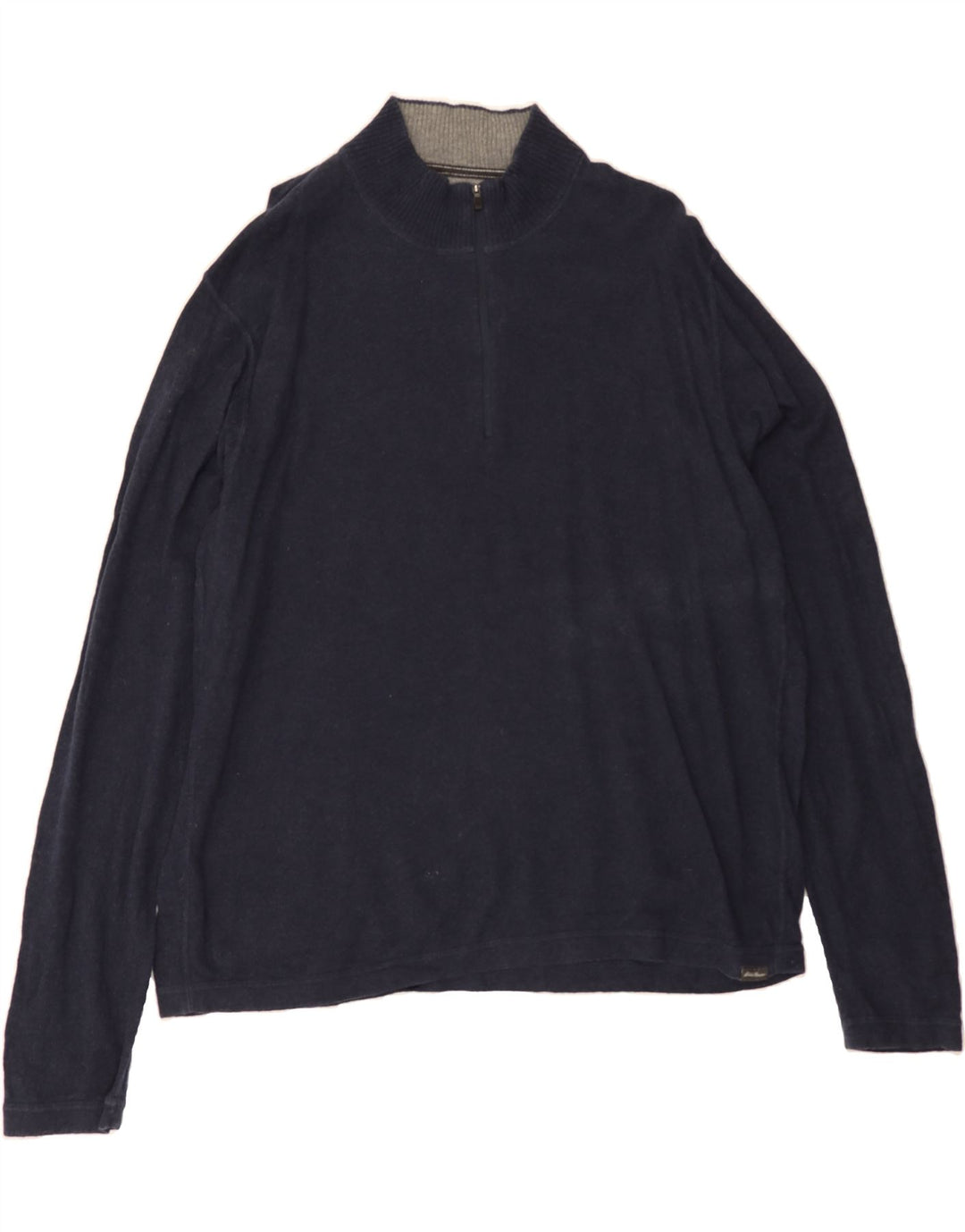 EDDIE BAUER Mens Zip Neck Jumper Sweater XL Navy Blue Vintage Eddie Bauer and Second-Hand Eddie Bauer from Messina Hembry 