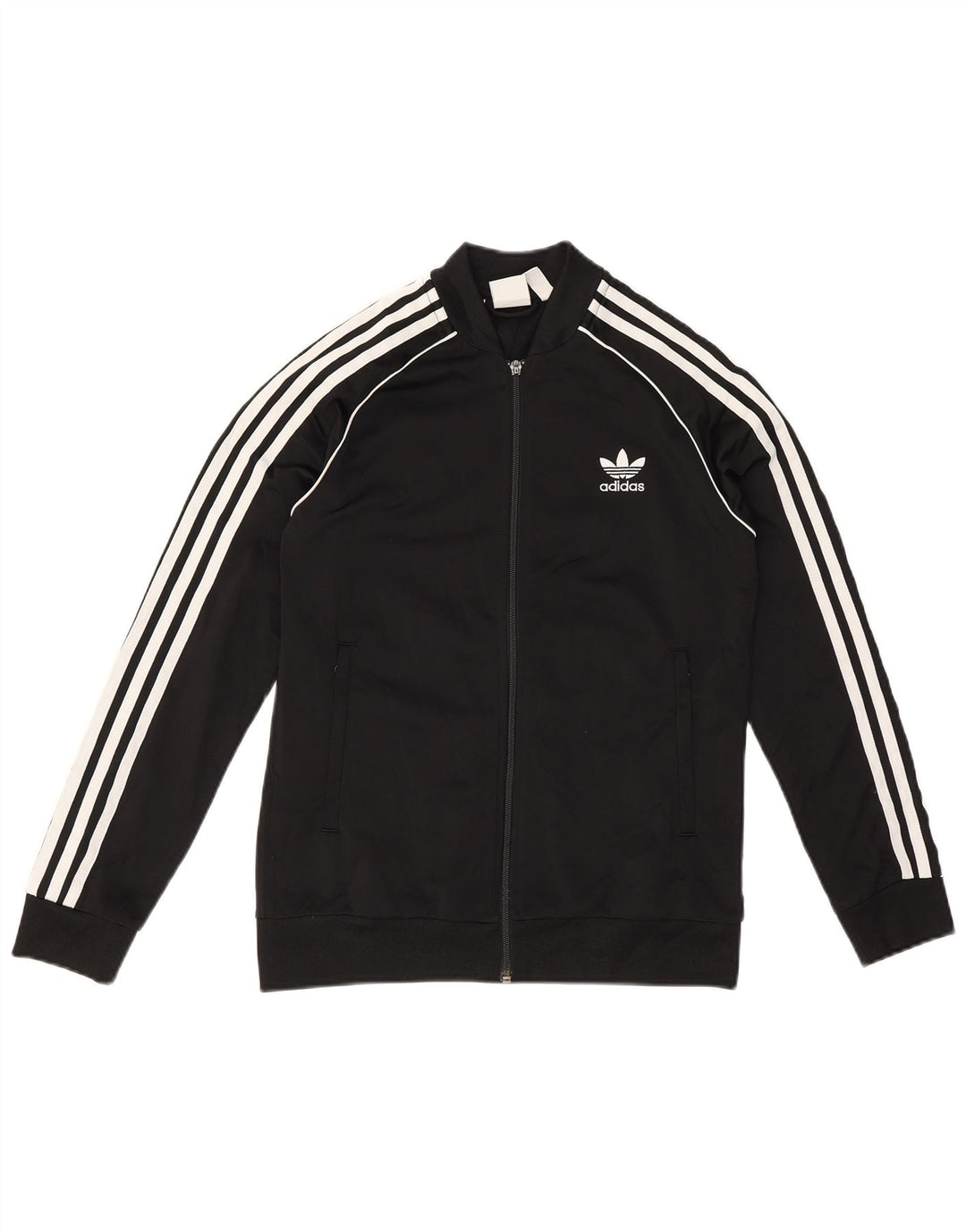 Adidas Boys Tracksuit Top Jacket 12-13 Years Black Polyester