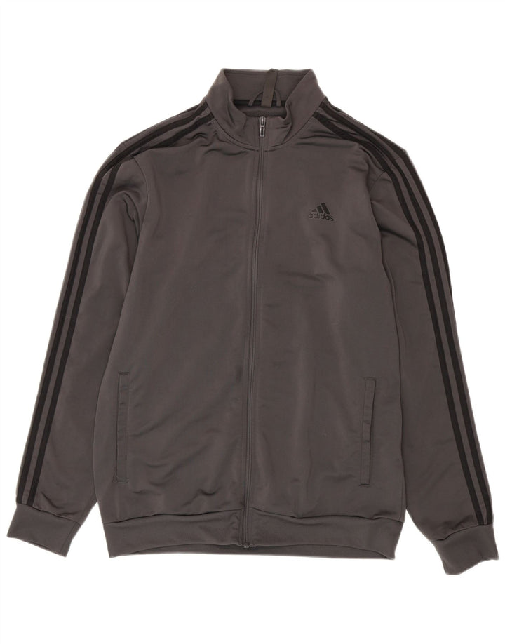 Adidas Mens Tracksuit Top Jacket Large Grey Polyester