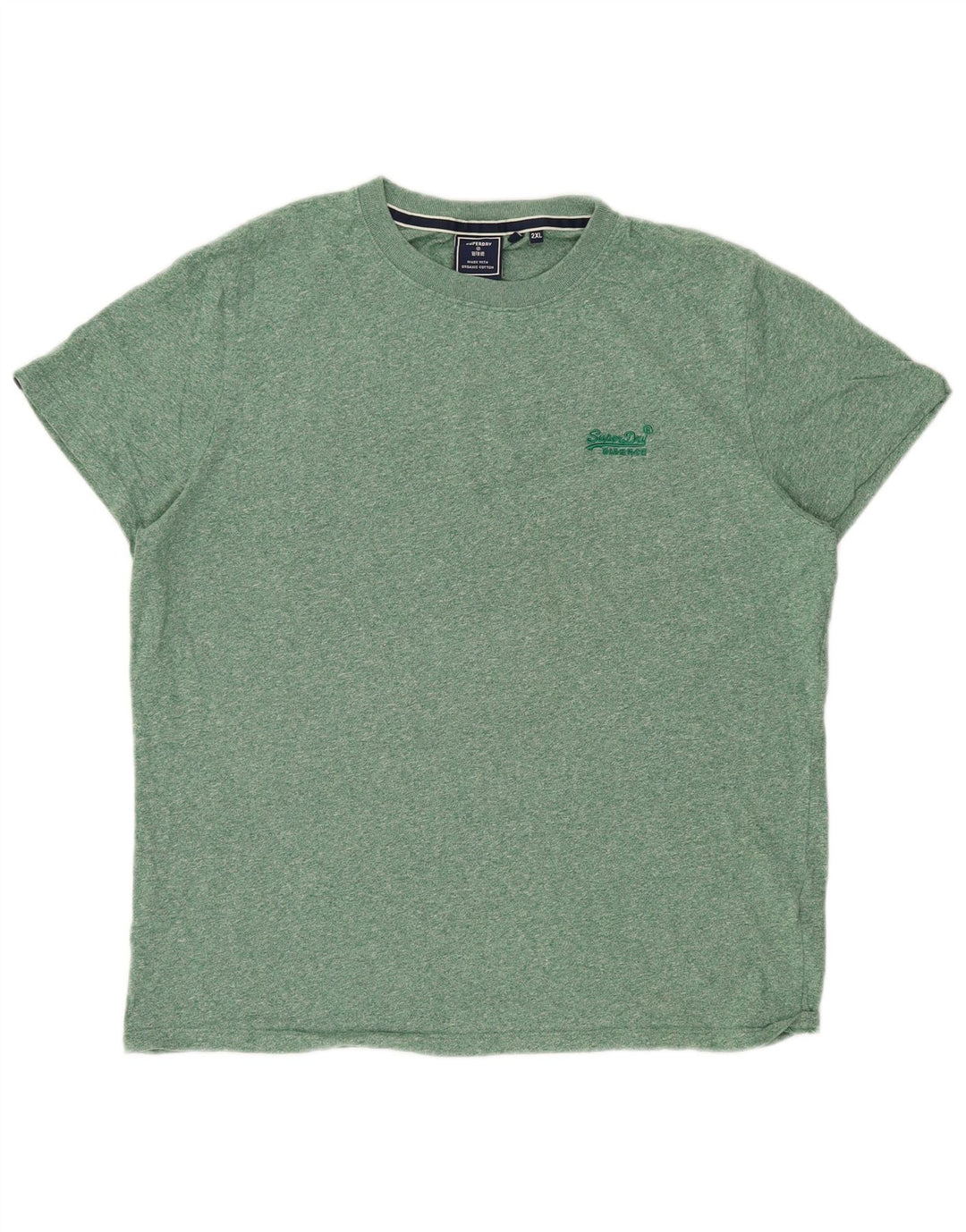 SUPERDRY Mens T-Shirt Top 2XL Green Flecked Cotton