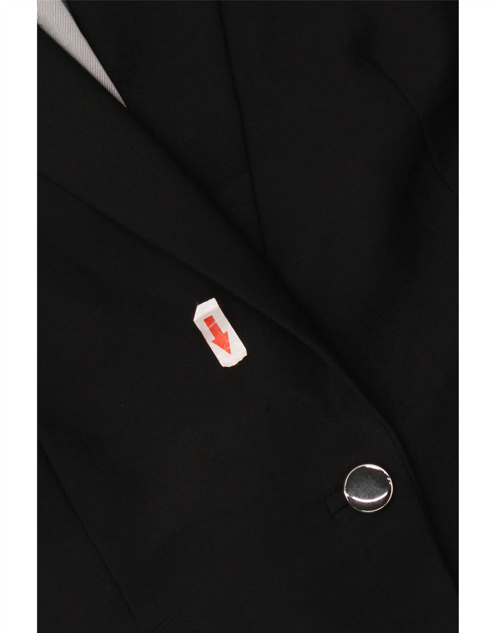 Marks & Spencer Womens 1 Button Blazer Jacket UK 16 Large Black New Wool
