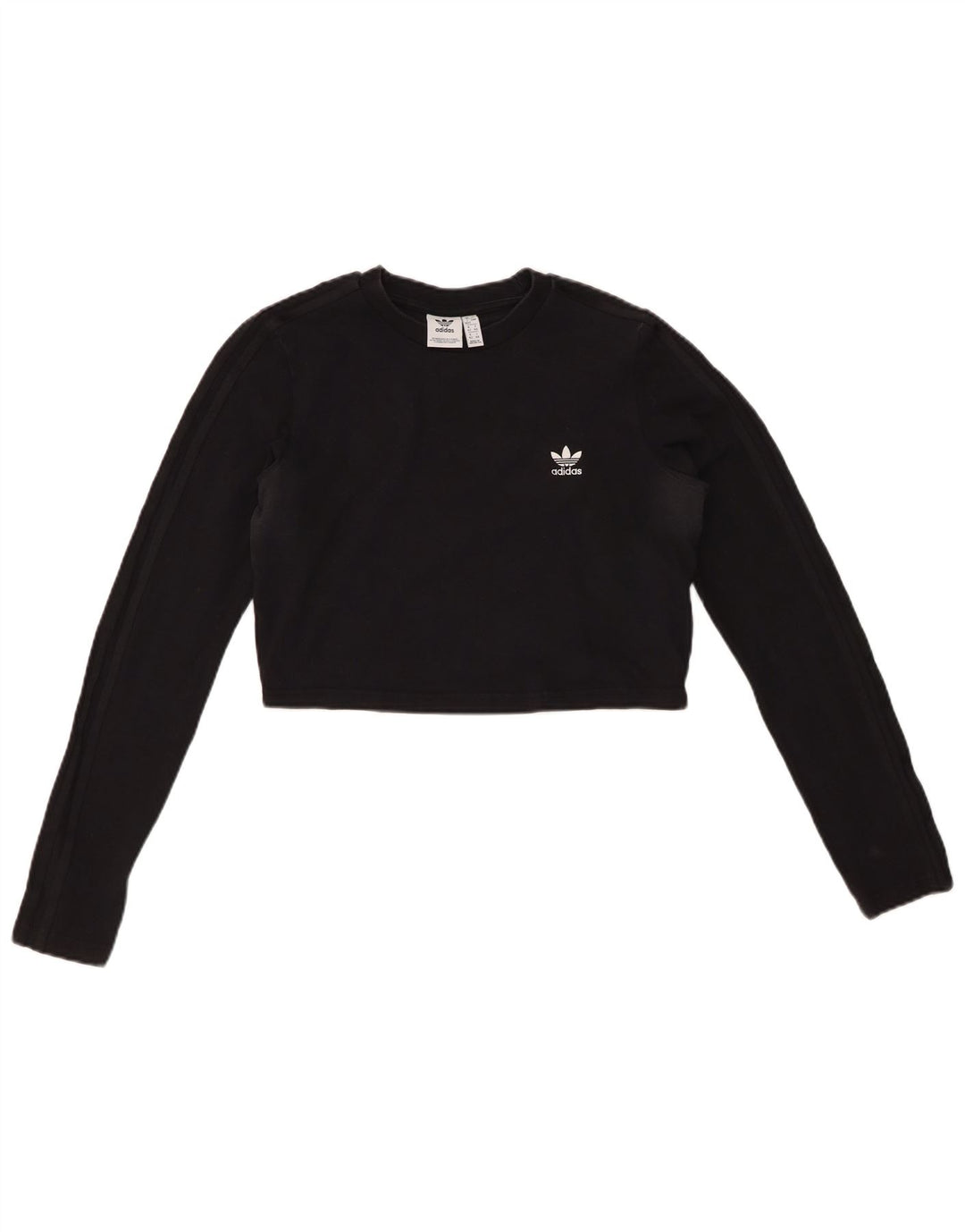 ADIDAS Womens Crop Top Long Sleeve UK 16 Large  Black Cotton