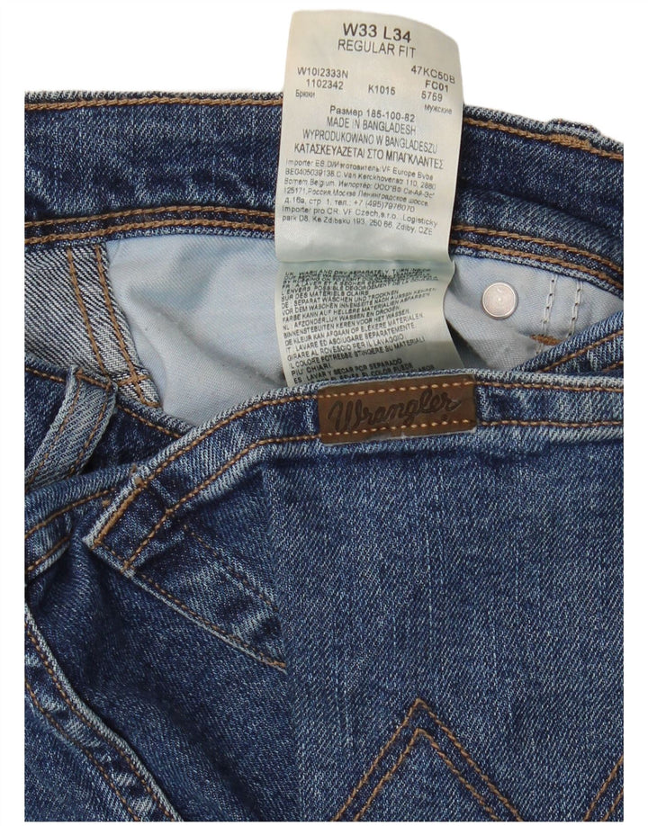 WRANGLER Mens Regular Fit Straight Jeans W33 L34 Blue Cotton