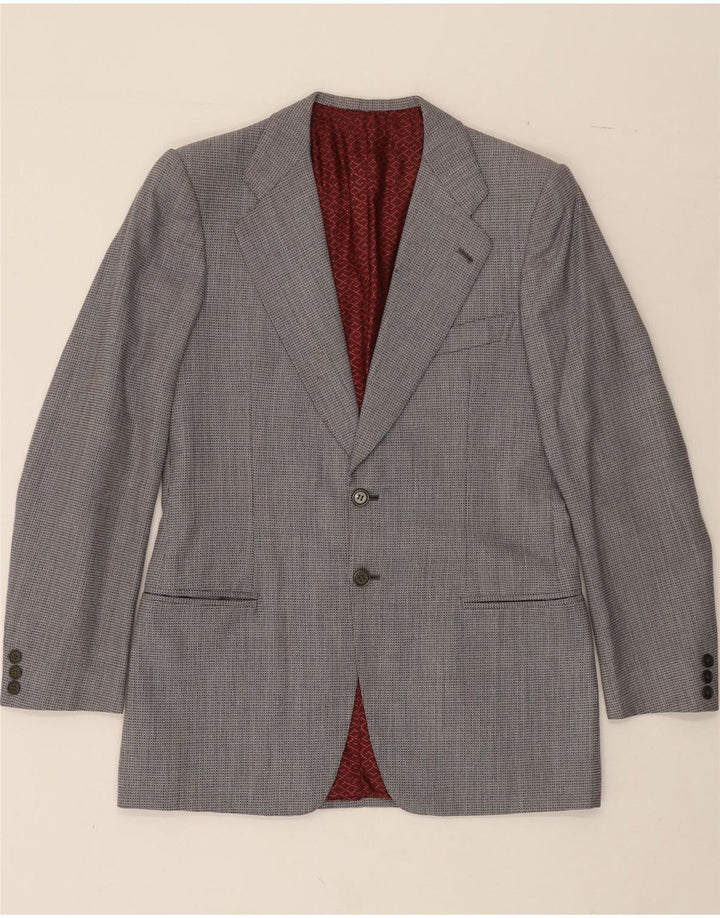 VINTAGE Mens Abstract Pattern 2 Button Blazer Jacket UK 34 XS Blue Vintage Vintage and Second-Hand Vintage from Messina Hembry 