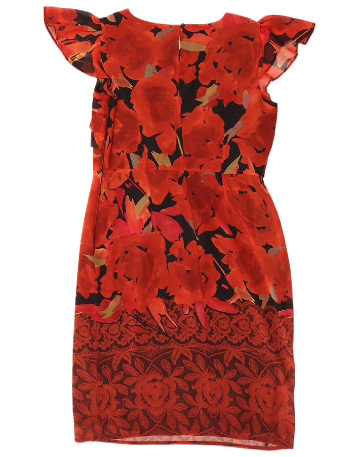 PER UNA Womens Sheath Dress UK 14 Large  Red Floral Polyester