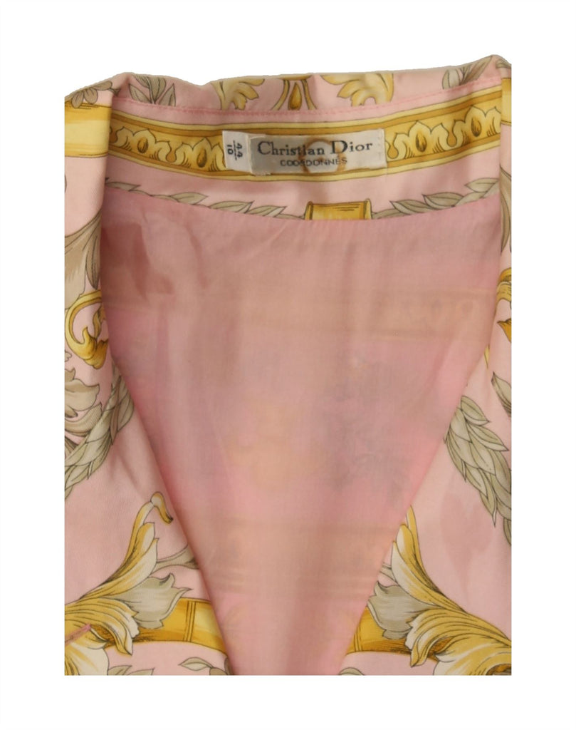 CHRISTIAN DIOR Womens Long Sleeve Shirt Dress IT 44 Medium Pink Floral Vintage Christian Dior and Second-Hand Christian Dior from Messina Hembry 