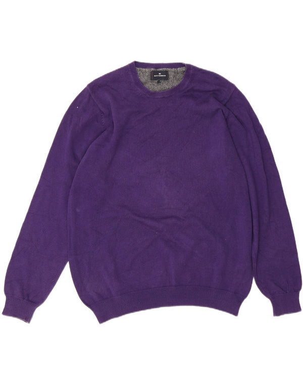 Marks & Spencer Mens Blue Harbour Crew Neck Jumper Sweater Large Purple