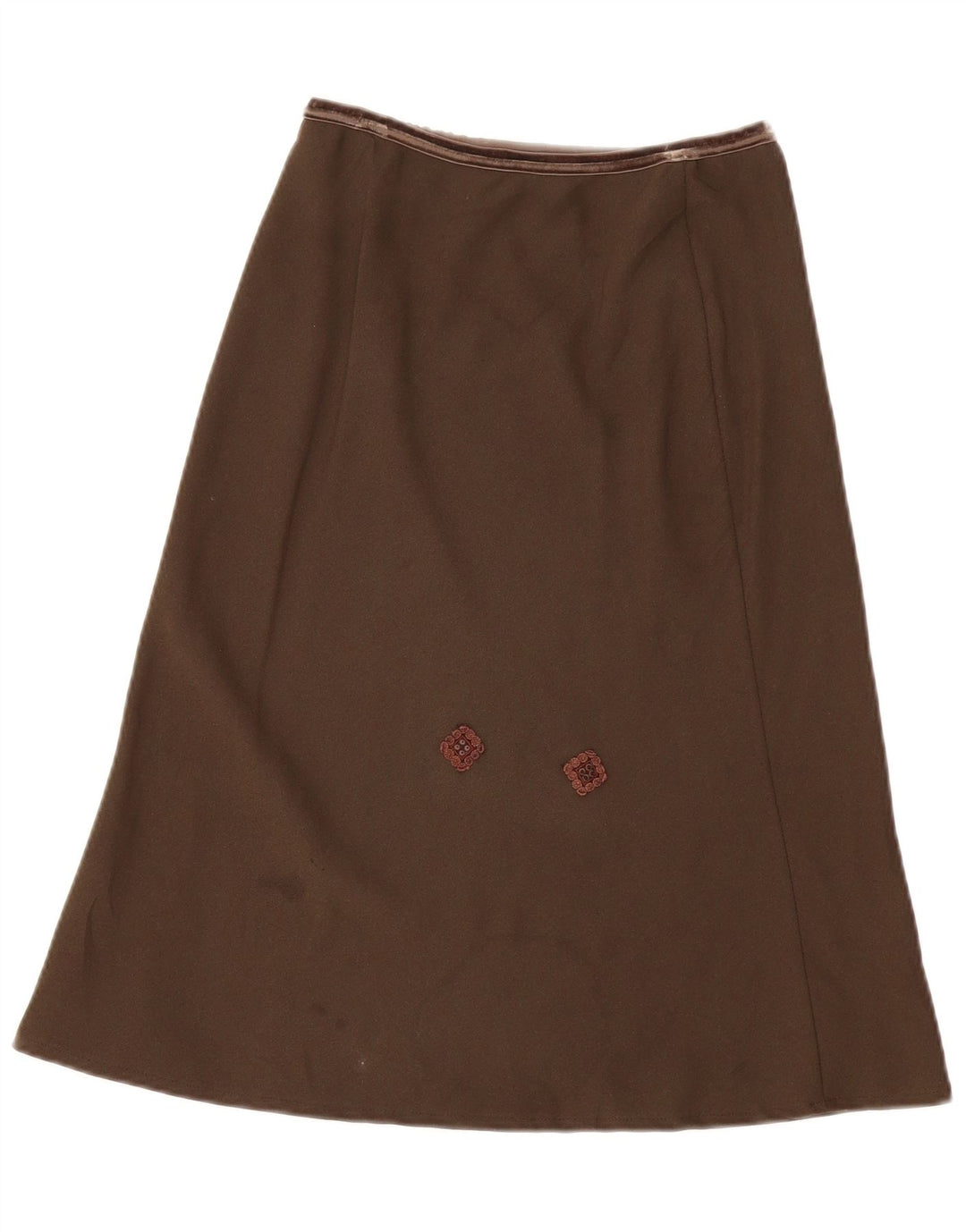 BENETTON Womens Low Waist A-Line Skirt IT 42 Medium W34  Brown Polyester