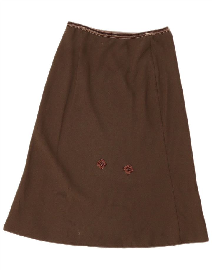 BENETTON Womens Low Waist A-Line Skirt IT 42 Medium W34  Brown Polyester