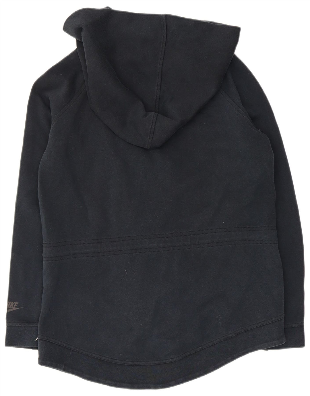 NIKE Womens Oversized Zip Hoodie Sweater UK 10 Small Navy Blue Cotton