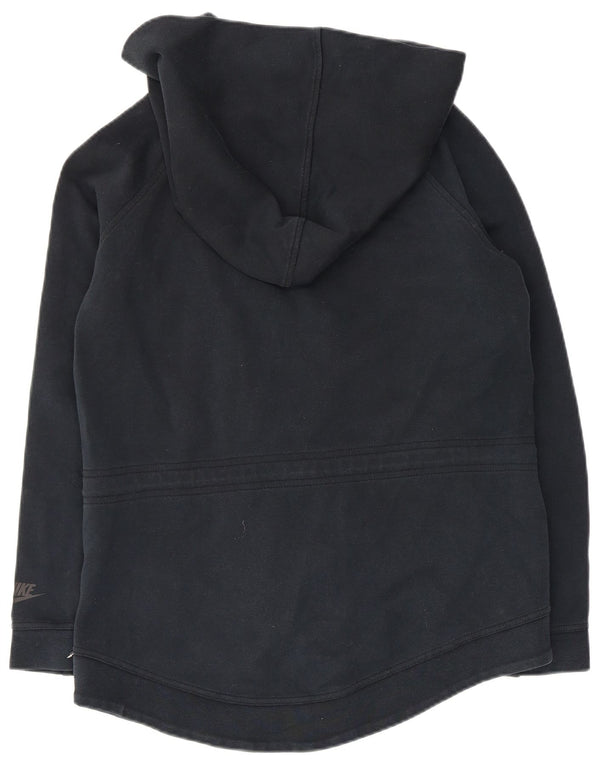 NIKE Womens Oversized Zip Hoodie Sweater UK 10 Small Navy Blue Cotton