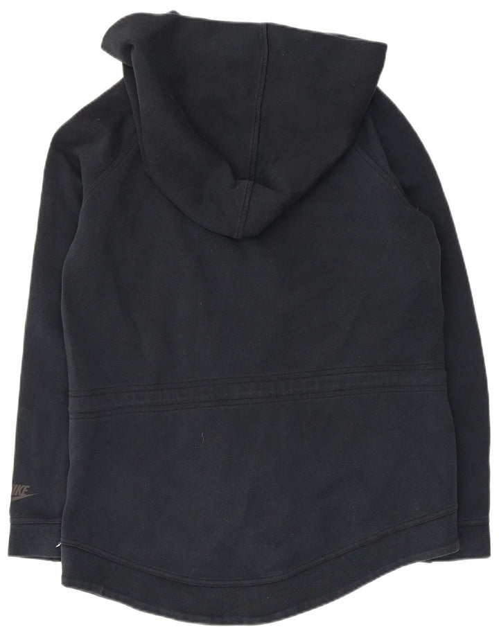 NIKE Womens Oversized Zip Hoodie Sweater UK 10 Small Navy Blue Cotton