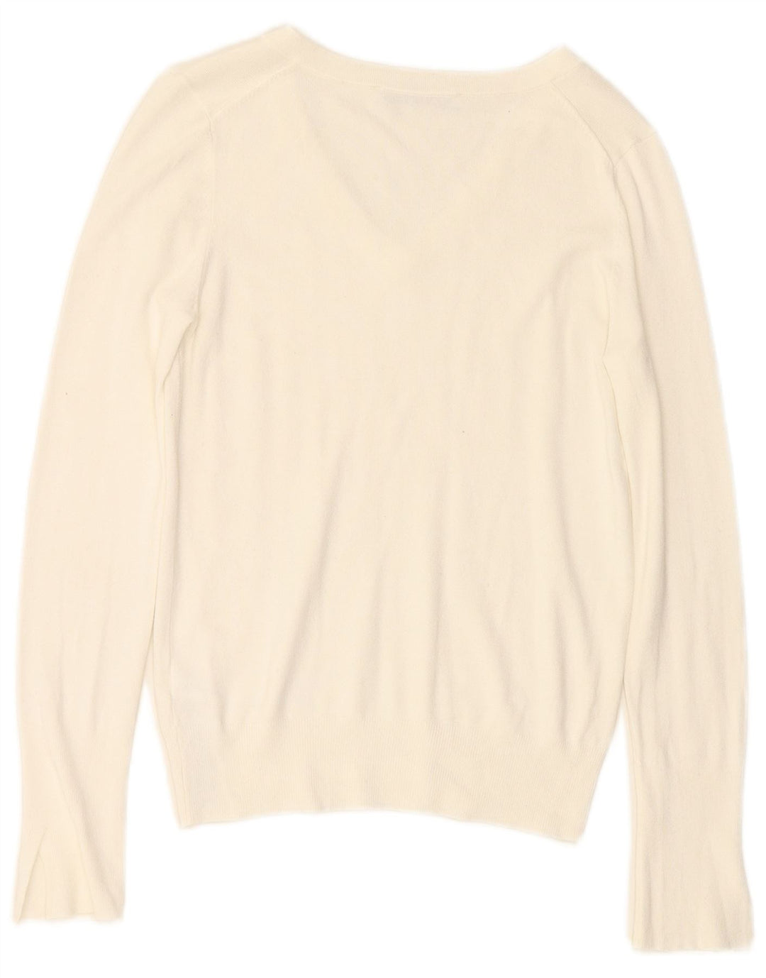 ZARA Womens V-Neck Jumper Sweater UK 10 Small White Viscose