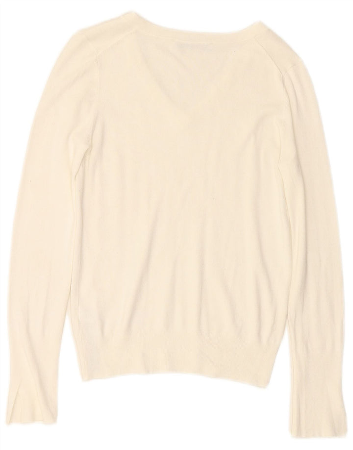 ZARA Womens V-Neck Jumper Sweater UK 10 Small White Viscose