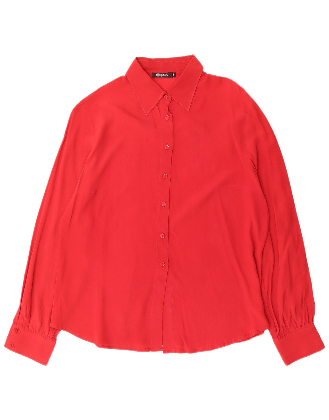 Superior Womens Shirt Blouse IT 48 XL Red Silk