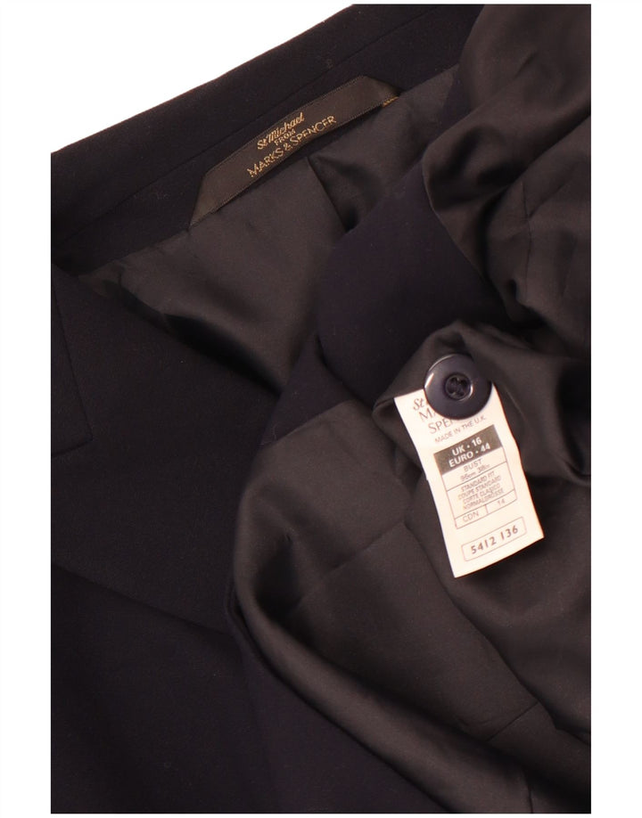 Marks & Spencer Womens Longline Blazer Jacket UK 16 Large Navy Blue