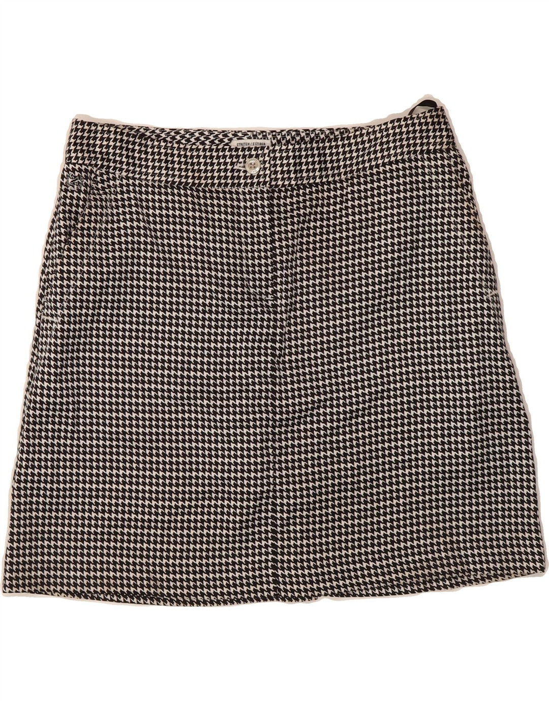 IZOD Womens A-Line Skirt US 2 XS W30 Black Houndstooth Polyester Vintage Izod and Second-Hand Izod from Messina Hembry 