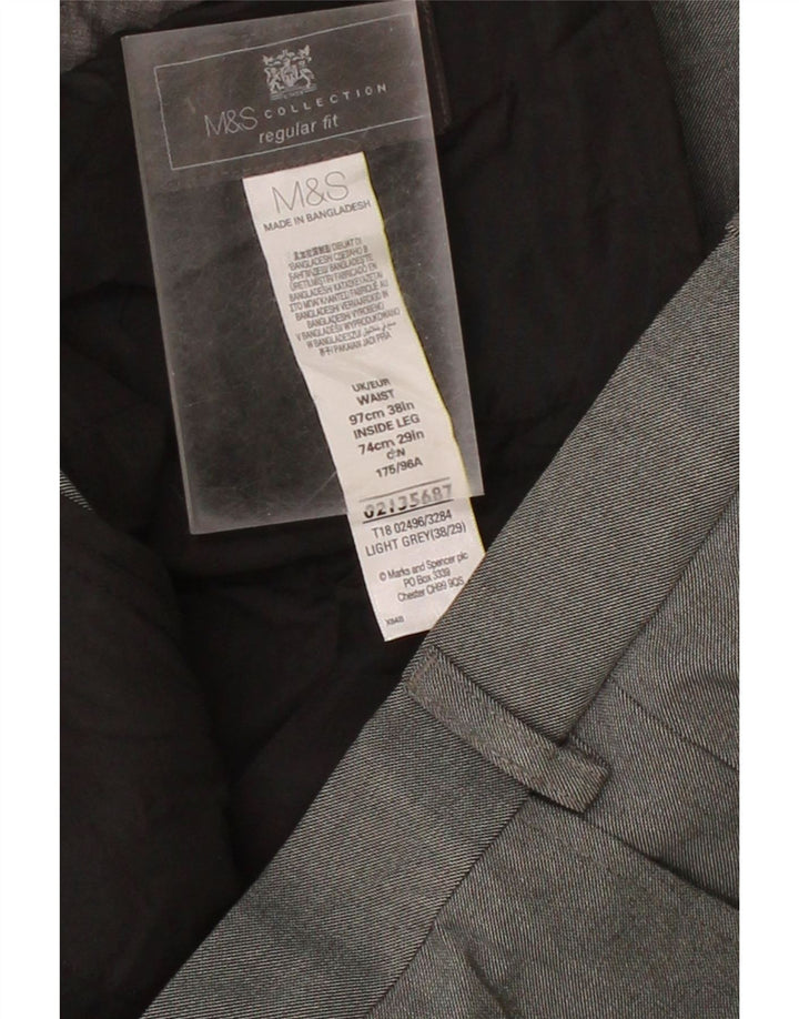 MARKS & SPENCER Mens Regular Fit Straight Suit Trousers W38 L29 Grey Vintage Marks & Spencer and Second-Hand Marks & Spencer from Messina Hembry 