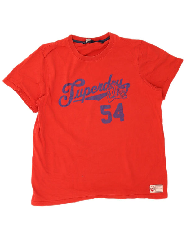Superdry Mens Graphic T-Shirt Top XL Red Cotton