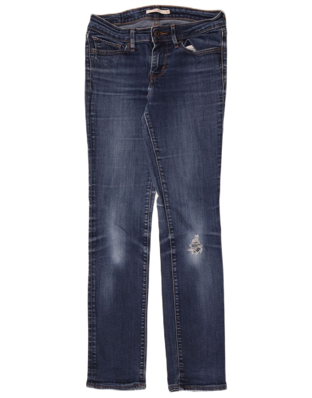 LEVI'S Womens 712 Distressed Slim Jeans W27 L30 Blue Cotton