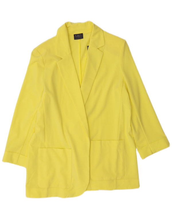 Marks & Spencer Womens 3/4 Sleeve Open Blazer Jacket UK 12 Medium Yellow