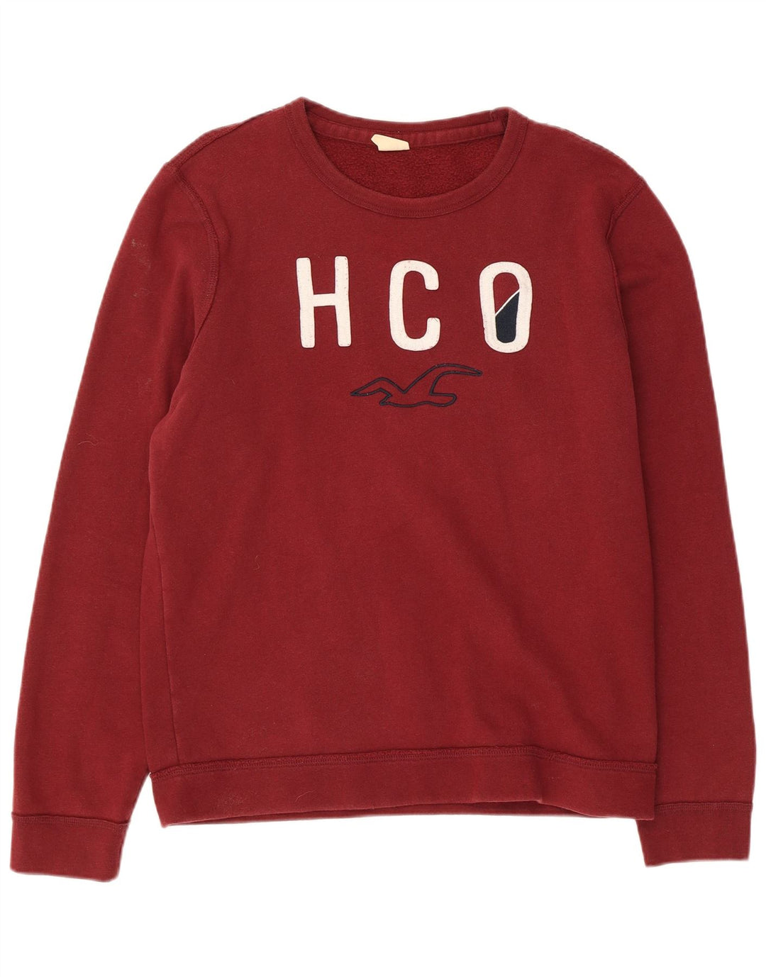 HOLLISTER Mens Graphic Sweatshirt Jumper Medium Maroon Cotton