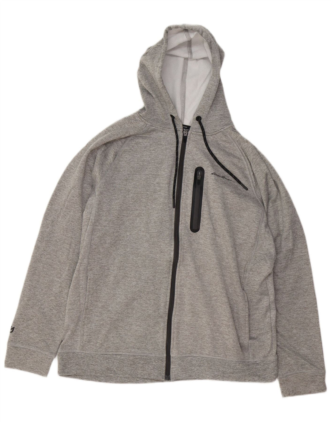 EDDIE BAUER Mens Zip Hoodie Sweater Large Grey Polyester
