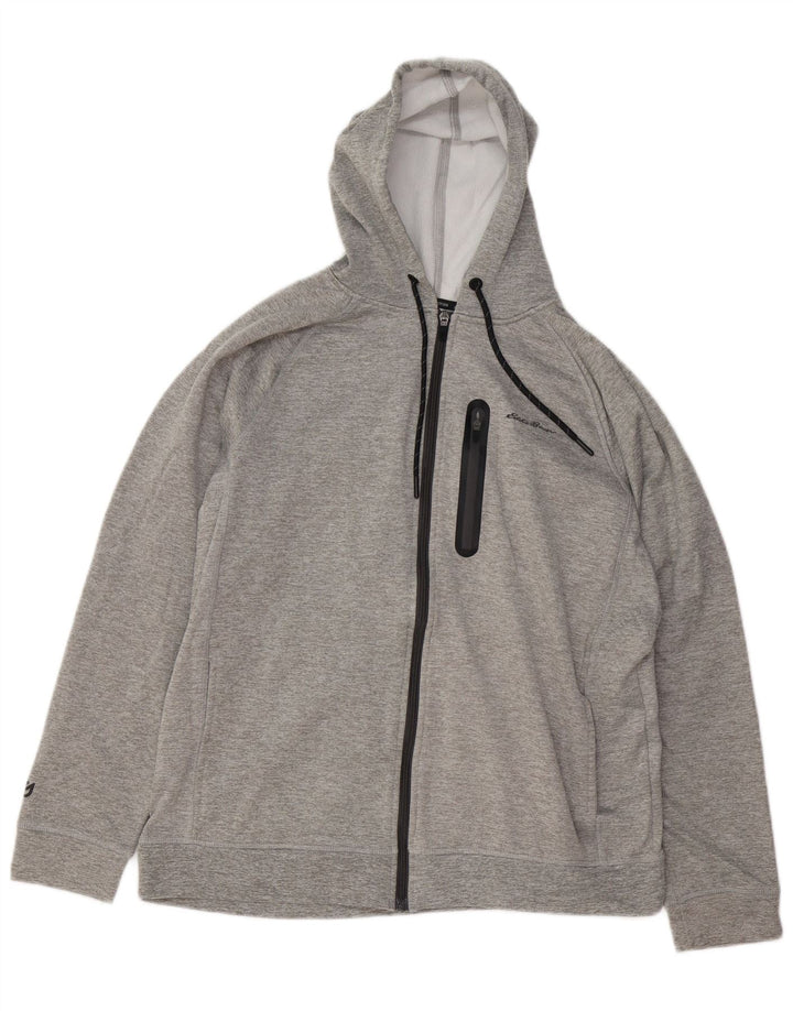 EDDIE BAUER Mens Zip Hoodie Sweater Large Grey Polyester