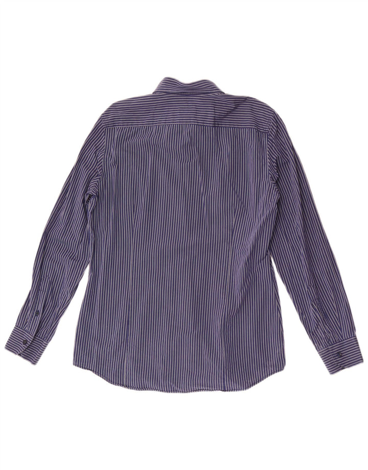 BENETTON Mens Shirt Medium Navy Blue Pinstripe