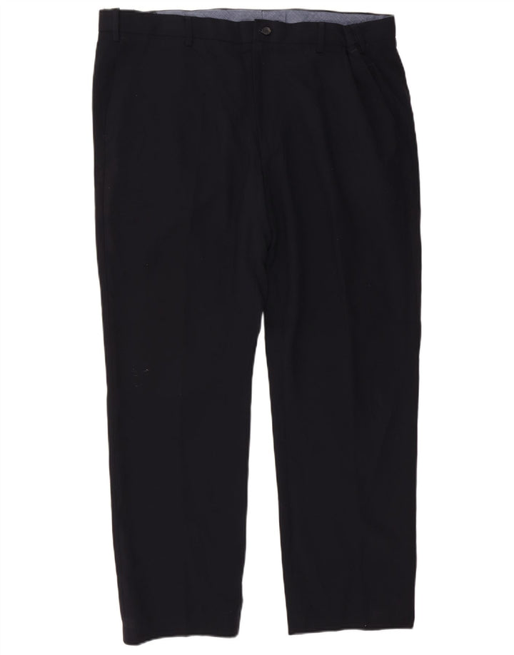 Marks & Spencer Mens Straight Chino Trousers W42 L29 Navy Blue Polyester