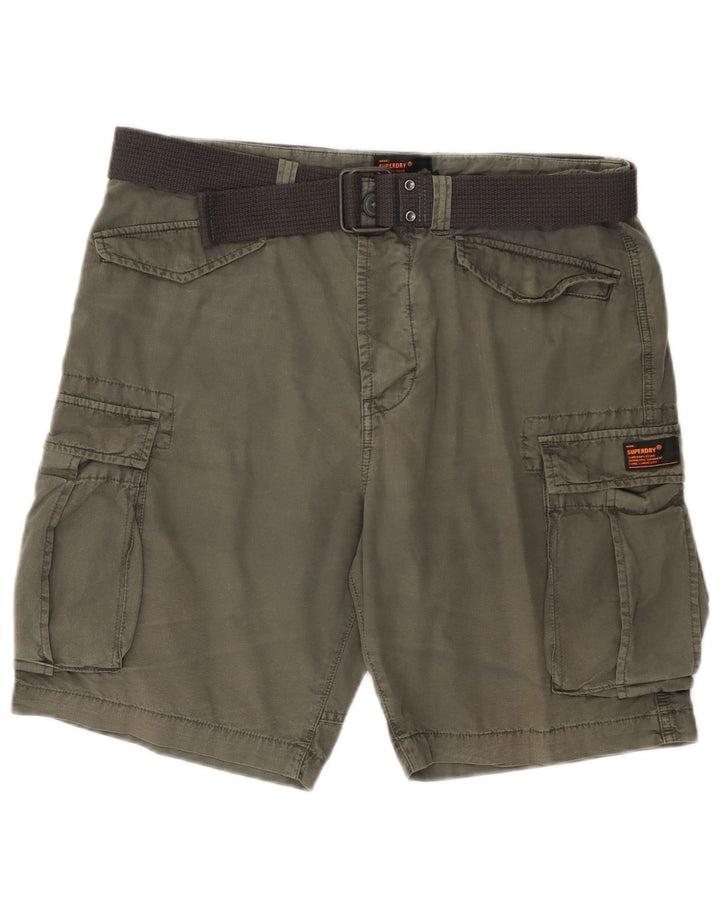 SUPERDRY Mens Cargo Shorts W34 Large Khaki Cotton