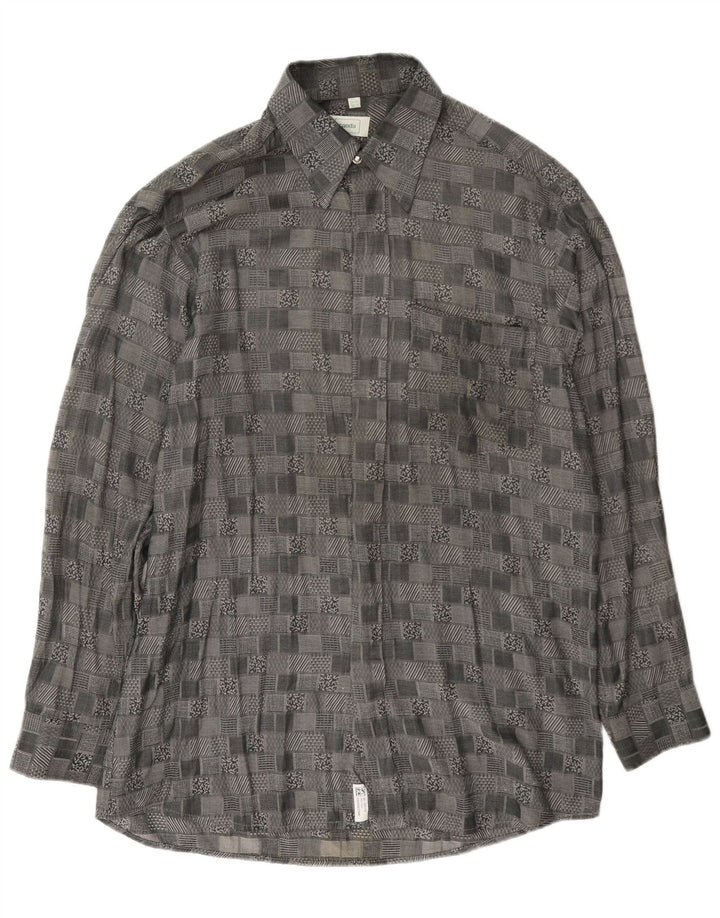 Canda Mens Shirt Size 39/40 15 1/2 Medium Grey Geometric