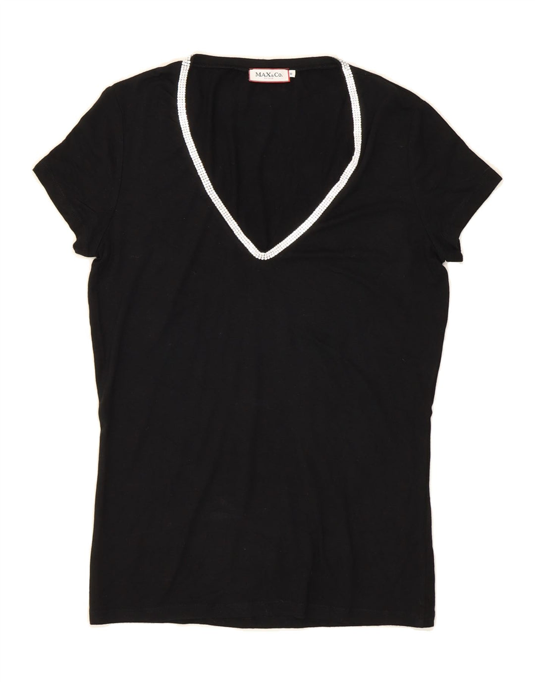 MAX & CO. Womens Tricot T-Shirt Top UK 12 Medium Black Vintage Max & Co. and Second-Hand Max & Co. from Messina Hembry 